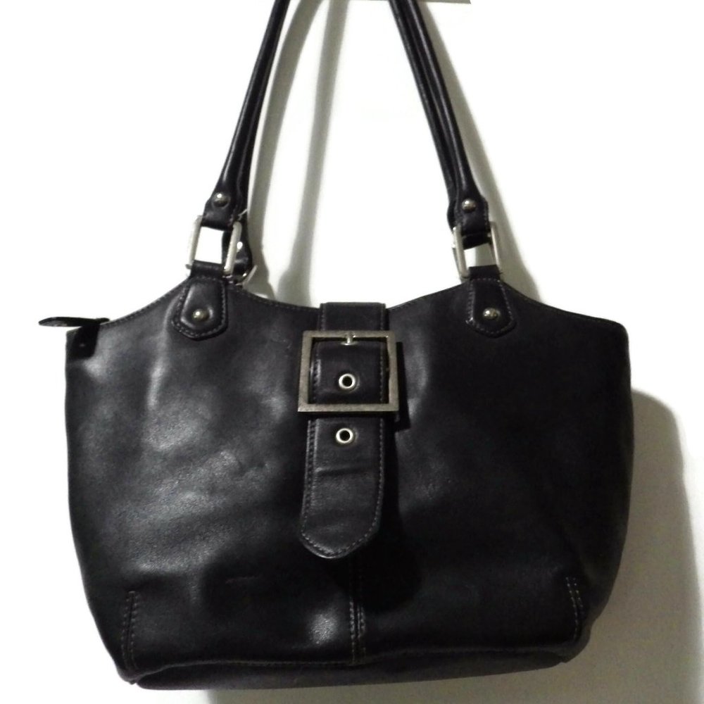 Tignanello Black Leather Bag/ Satchel